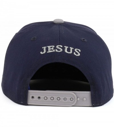 Baseball Caps in God We Trust Text Rubber Patched Flatbill Snapback Cap - Navy Light Grey - CS18D6DOA33 $13.81