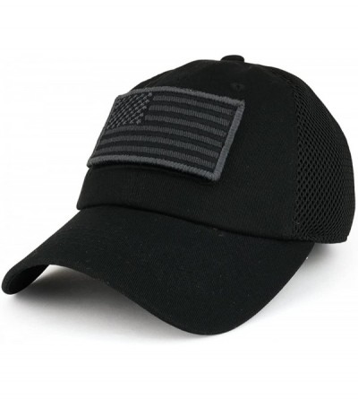 Baseball Caps USA American Flag Embroidered Removable Tactical Patch Micro Mesh Cap - Black - CW183D69TN6 $14.12