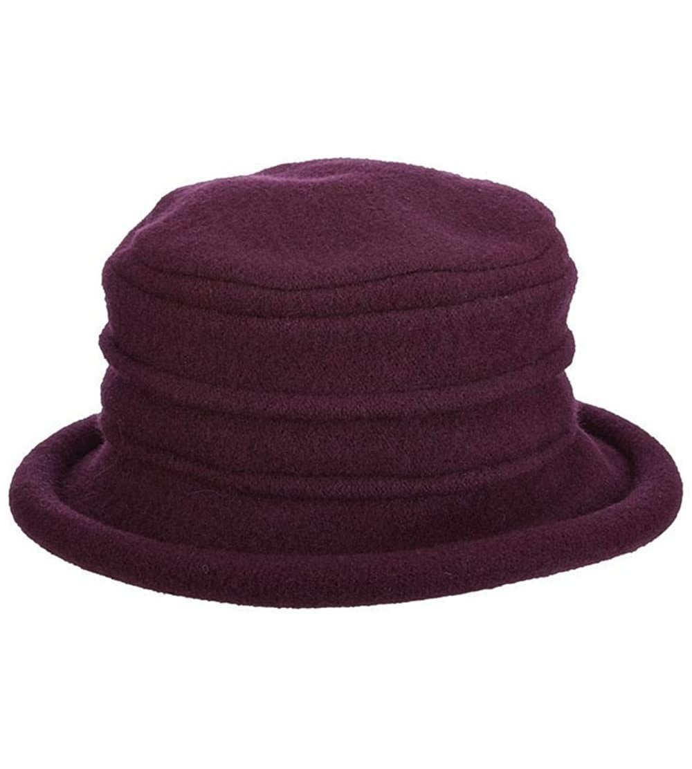 Bucket Hats Women's Packable Boiled Wool Cloche - Plum - CO11583NDX7 $25.69