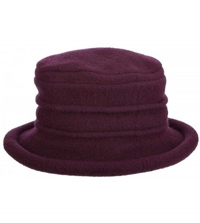 Bucket Hats Women's Packable Boiled Wool Cloche - Plum - CO11583NDX7 $25.69