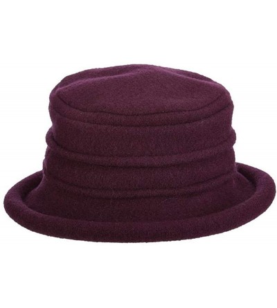 Bucket Hats Women's Packable Boiled Wool Cloche - Plum - CO11583NDX7 $25.69