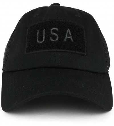 Baseball Caps USA American Flag Embroidered Removable Tactical Patch Micro Mesh Cap - Black - CW183D69TN6 $14.12