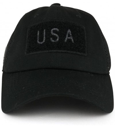 Baseball Caps USA American Flag Embroidered Removable Tactical Patch Micro Mesh Cap - Black - CW183D69TN6 $14.12