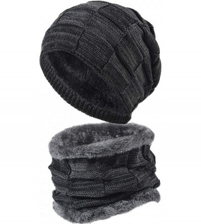 Skullies & Beanies Styles Oversized Winter Extremely Slouchy - Black Hat&scarf Set - CE18ZZL7593 $26.99