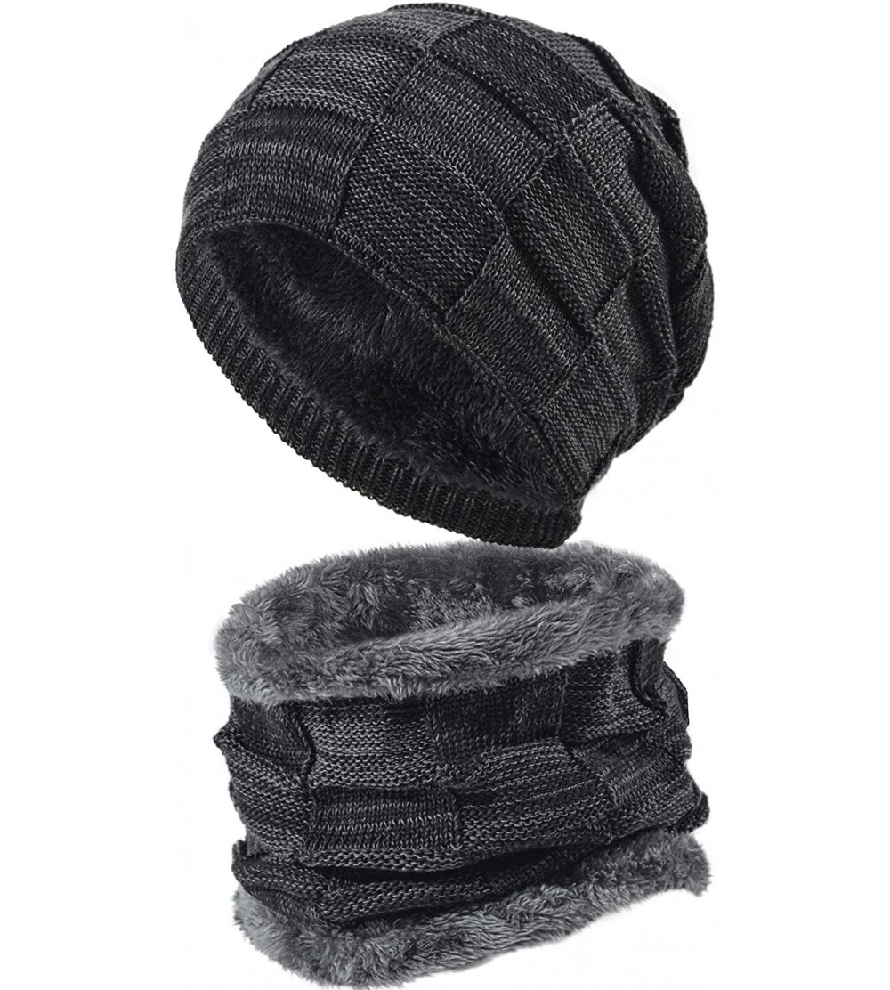 Skullies & Beanies Styles Oversized Winter Extremely Slouchy - Black Hat&scarf Set - CE18ZZL7593 $12.27