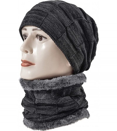 Skullies & Beanies Styles Oversized Winter Extremely Slouchy - Black Hat&scarf Set - CE18ZZL7593 $12.27