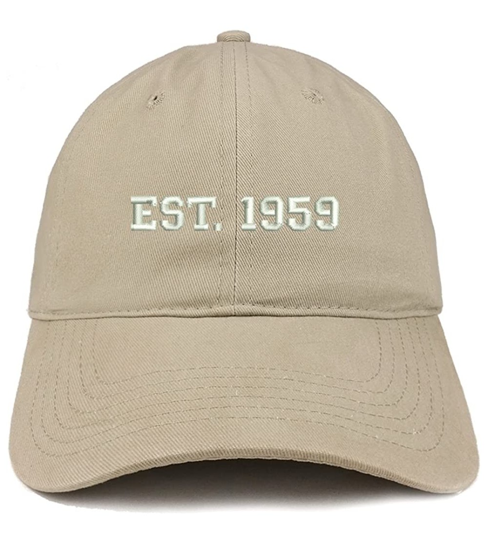 Baseball Caps EST 1959 Embroidered - 61st Birthday Gift Soft Cotton Baseball Cap - Khaki - CQ180OEXZ4A $14.02