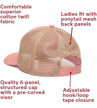 Baseball Caps Ladies Washed Cotton Structured Ponytail - Coral - CC18XXC5RKT $11.67