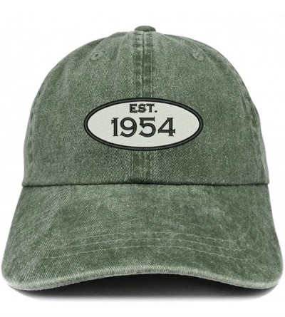 Baseball Caps Established 1954 Embroidered 66th Birthday Gift Pigment Dyed Washed Cotton Cap - Dark Green - C1180L9H392 $33.95