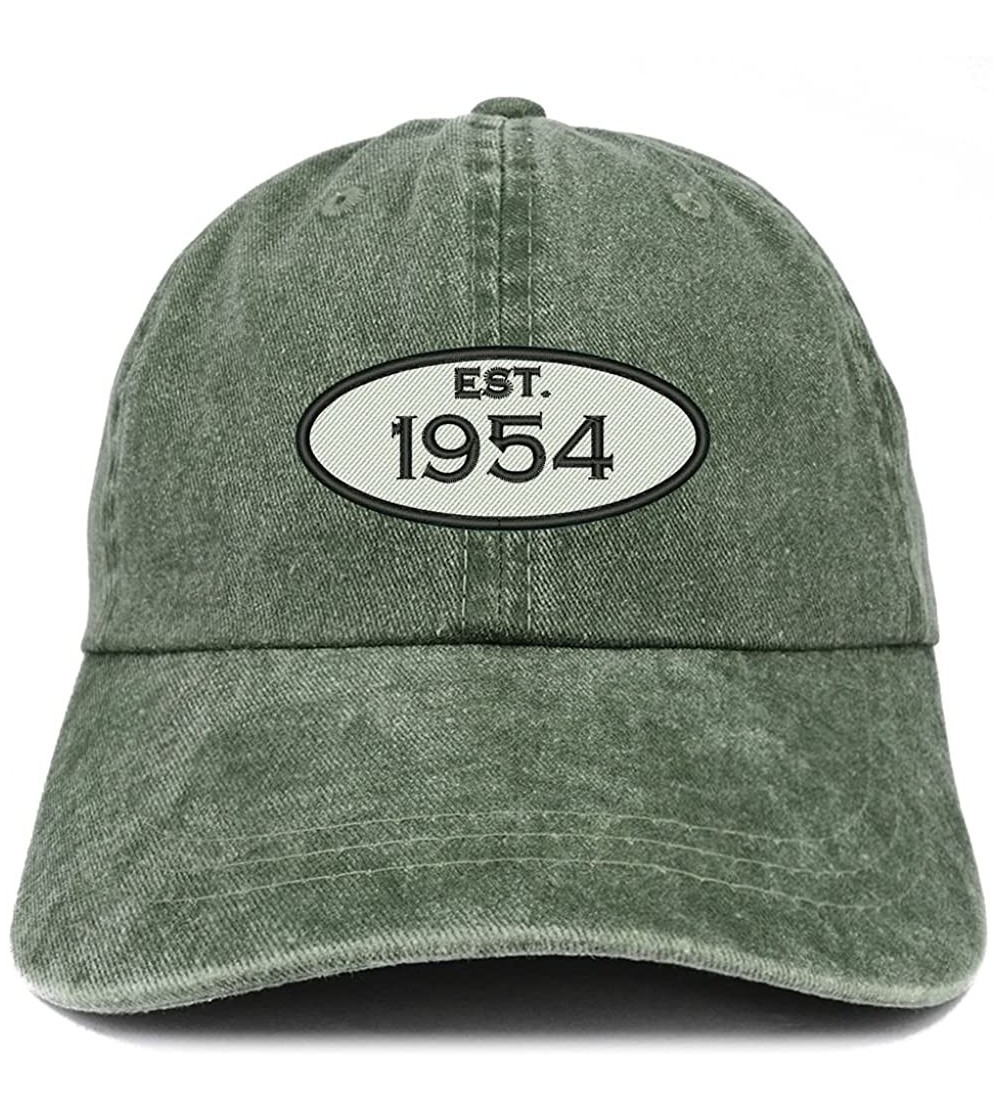 Baseball Caps Established 1954 Embroidered 66th Birthday Gift Pigment Dyed Washed Cotton Cap - Dark Green - C1180L9H392 $20.82