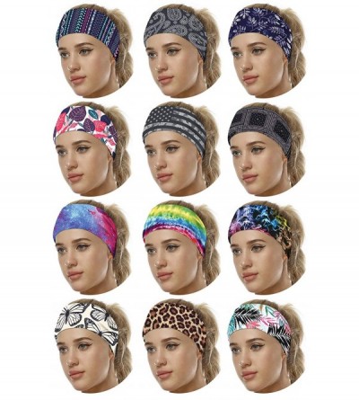 Headbands Women's Boho Headbands Turban Silk Feeling Scarf Head Scarf Cute Hair Ties Vintage Hair Band for Sports Plants - C2...