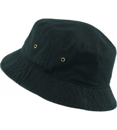 Bucket Hats Unisex Washed Cotton Bucket Hat Summer Outdoor Cap - (1. Bucket Classic) Black - C818HZA644Y $9.27