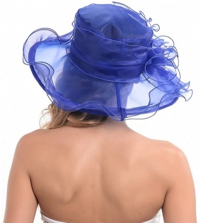 Sun Hats Fascinators Kentucky Derby Church Dress Large Floral Party Hat - Blue - C112E8HF6UL $16.53