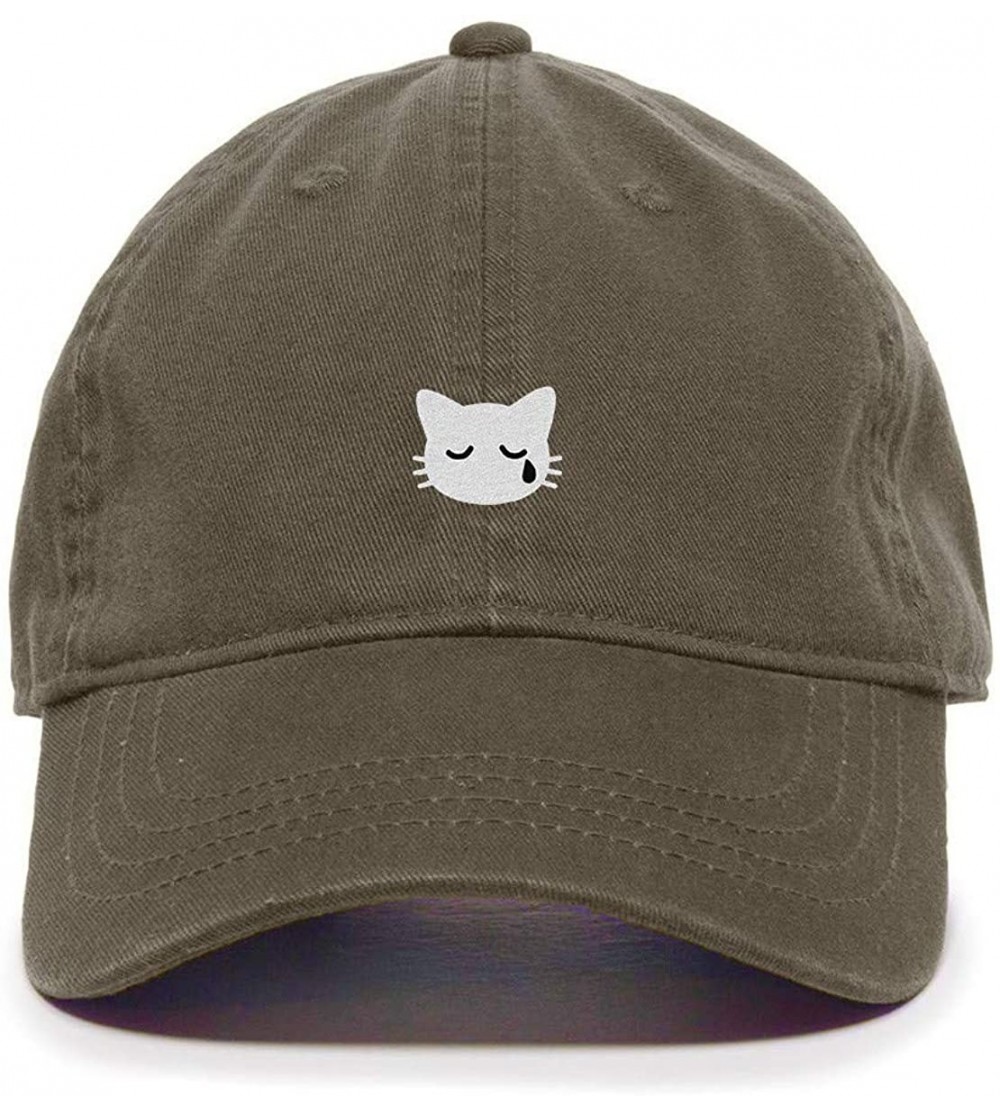 Baseball Caps Crying Cat Baseball Cap Embroidered Cotton Adjustable Dad Hat - Olive - CQ18AEHY2LW $29.24