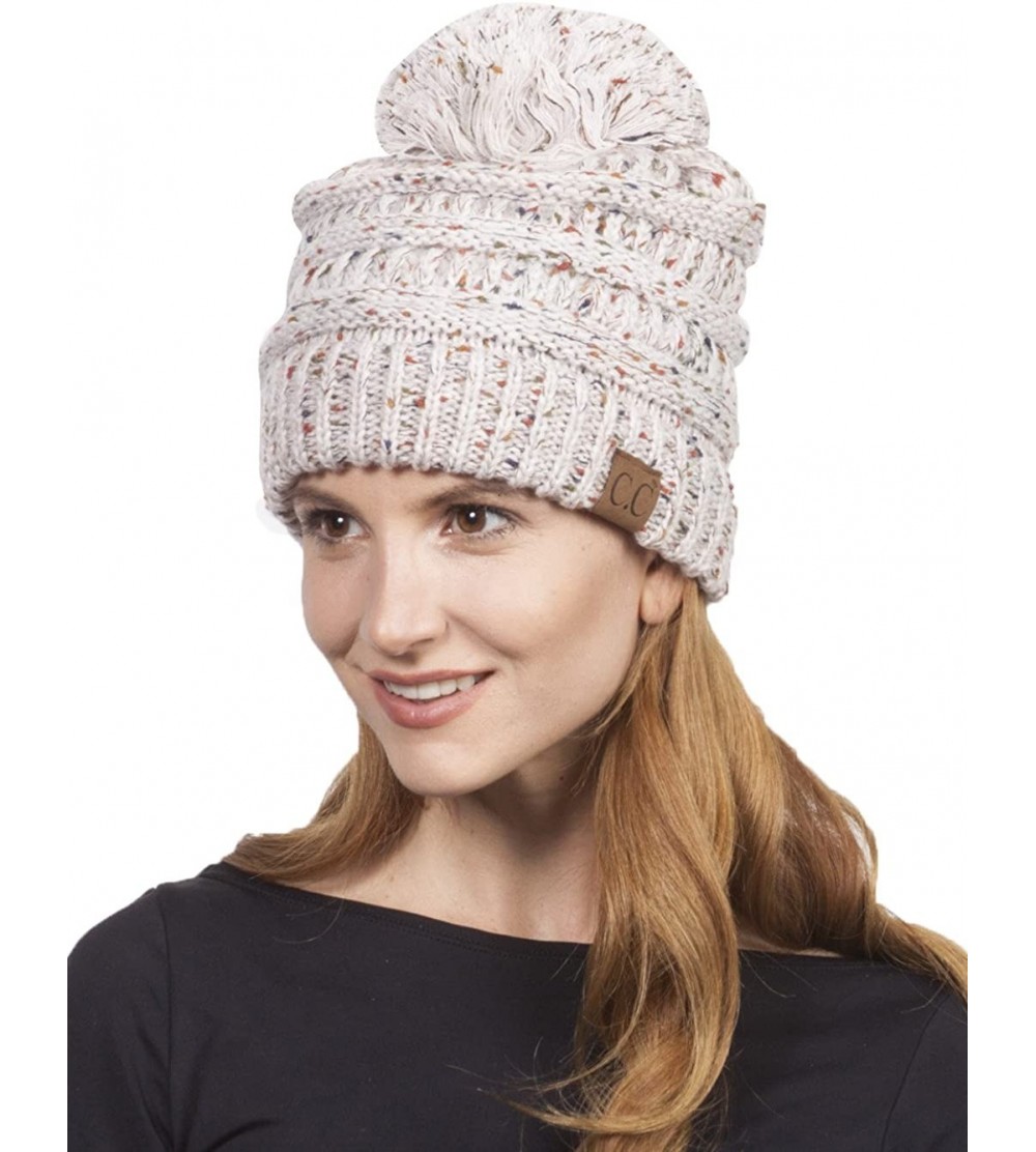 Skullies & Beanies Warm Cable Knit Thick Soft Beanie w/Pom - Oatmeal - CR12N269VZR $12.20