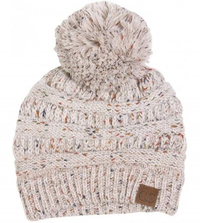 Skullies & Beanies Warm Cable Knit Thick Soft Beanie w/Pom - Oatmeal - CR12N269VZR $12.20