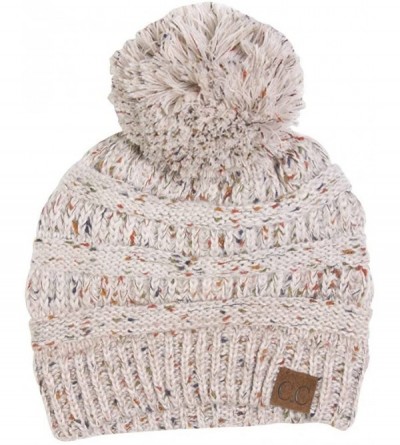 Skullies & Beanies Warm Cable Knit Thick Soft Beanie w/Pom - Oatmeal - CR12N269VZR $12.20