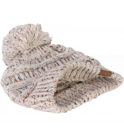 Skullies & Beanies Warm Cable Knit Thick Soft Beanie w/Pom - Oatmeal - CR12N269VZR $12.20