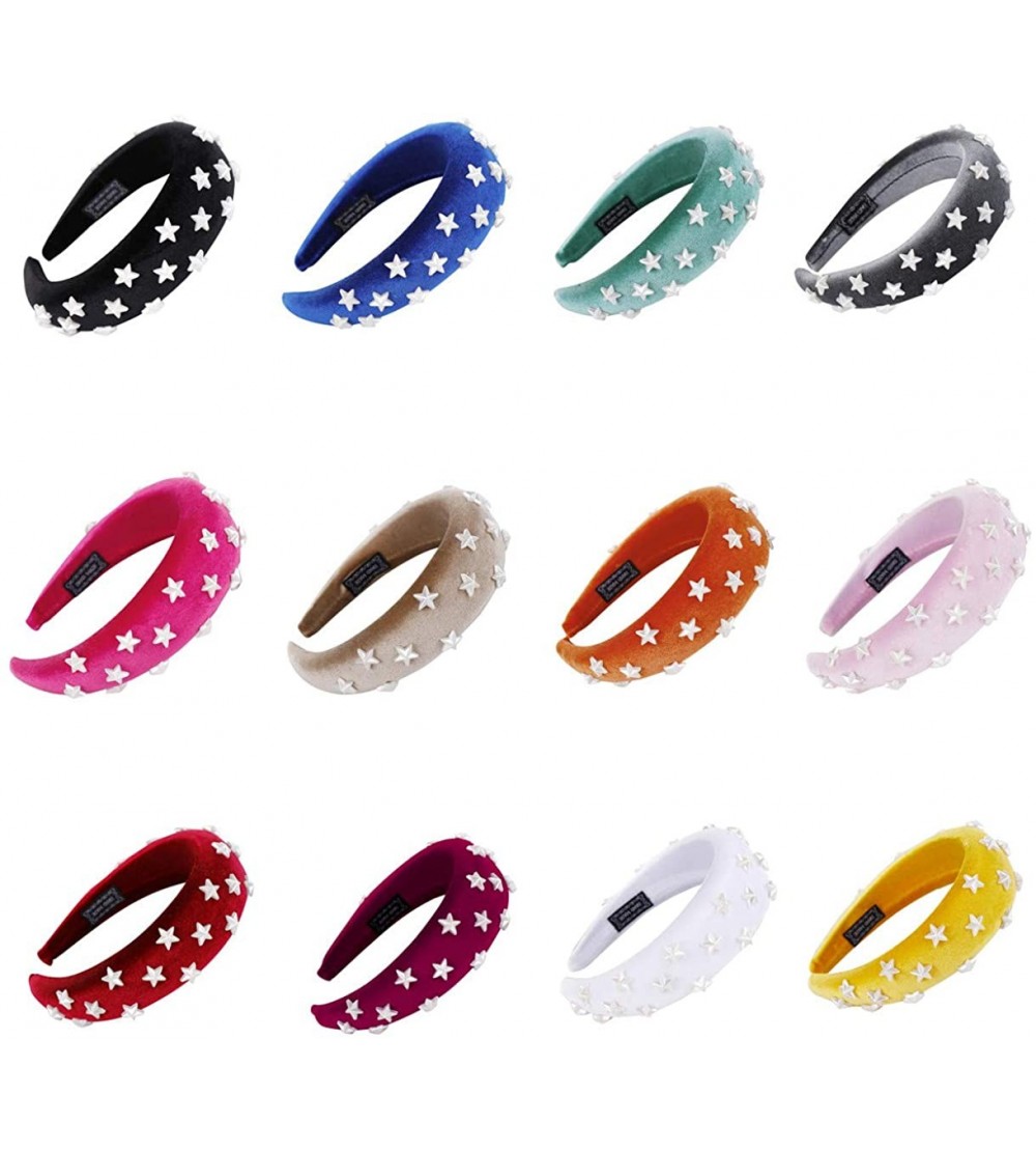 Headbands Women Hairband Cute Sponge Velvet Star Headband Hair Accessories Hair Head Hoop - 12 Pc - CX18U65CX9Y $52.43