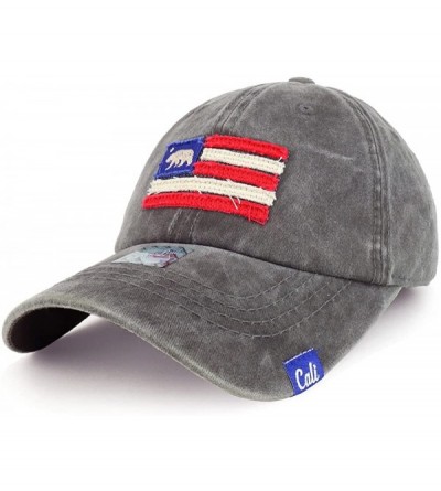 Baseball Caps California Bear Vintage Flag Embroidered Unstructured Baseball Cap - Dark Grey - CG188UZH43Q $12.98