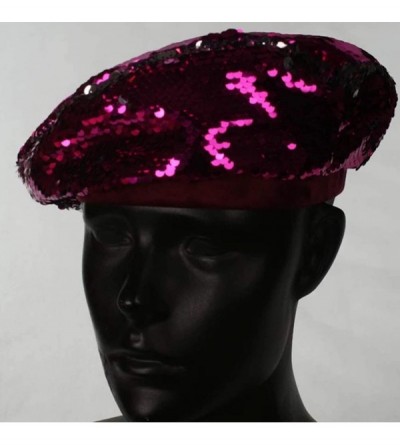 Skullies & Beanies Womens Sequin Beret Cap Shining Beanie Fashion Retro Casual Hat - Rosy - CE18KWTDDAN $11.46