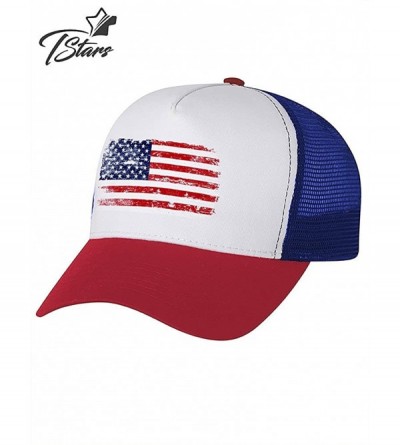 Baseball Caps 4th of July Vintage Distressed USA Flag American Patriot Trucker Hat Mesh Cap - Navy/White - C31839E45DM $9.83