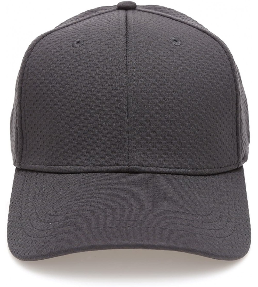 Baseball Caps Plain Polyester Twill Baseball Cap Hat with Flex fit Elastic Band - 1735-dark Grey - CJ12O814MTS $14.12