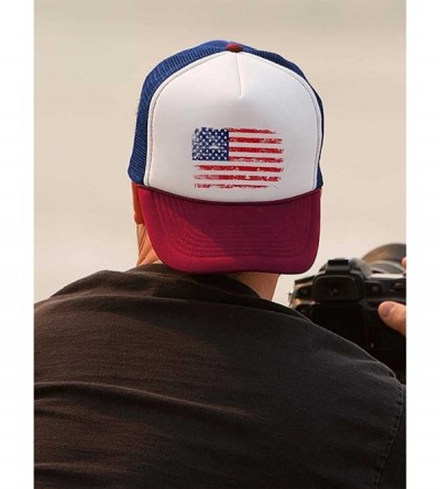 Baseball Caps 4th of July Vintage Distressed USA Flag American Patriot Trucker Hat Mesh Cap - Navy/White - C31839E45DM $9.83