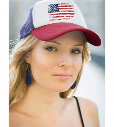 Baseball Caps 4th of July Vintage Distressed USA Flag American Patriot Trucker Hat Mesh Cap - Navy/White - C31839E45DM $9.83