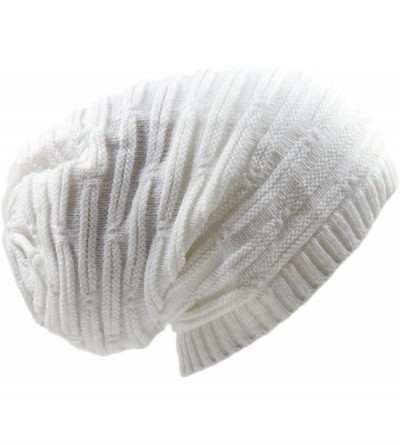 Skullies & Beanies Rasta Stretch Long Beanie Hats - White - CL18DNKASHI $13.44