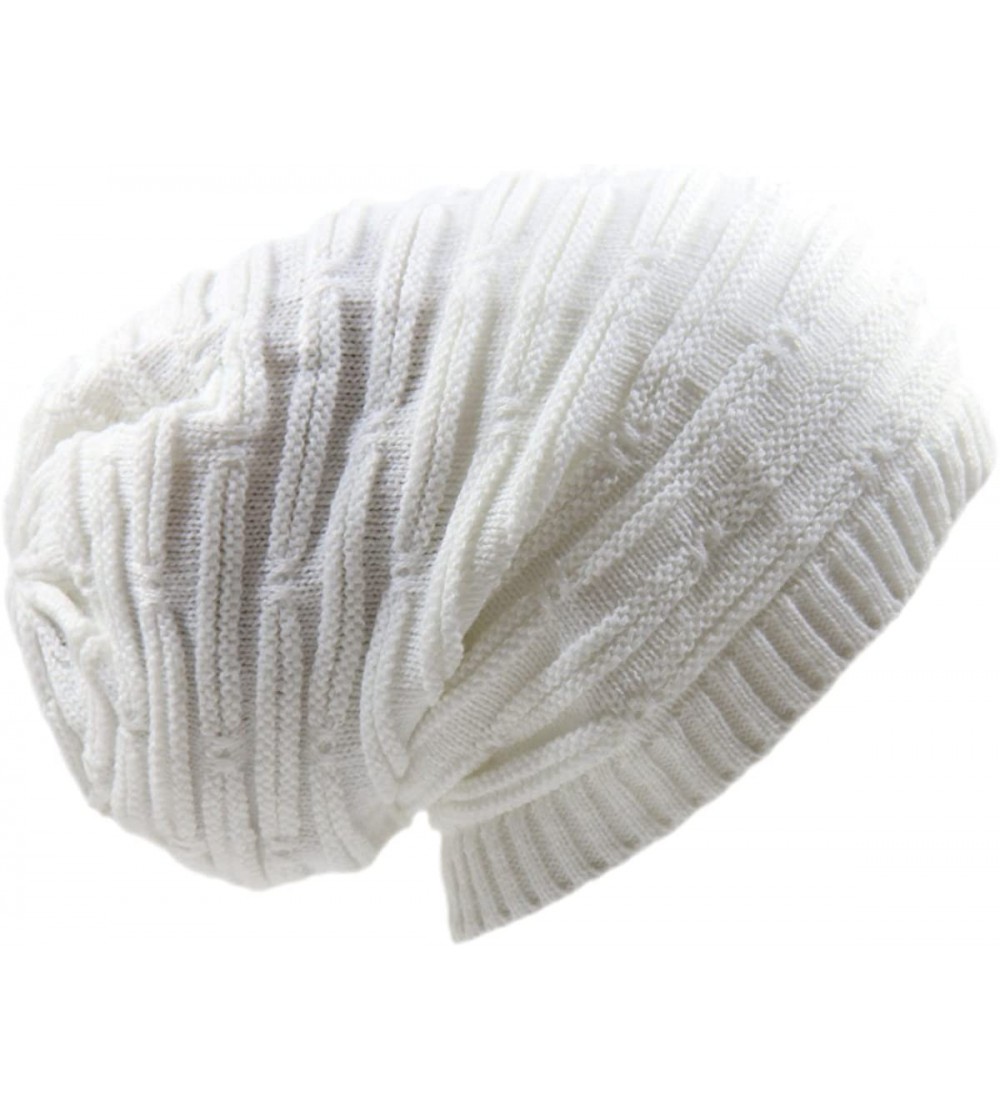 Skullies & Beanies Rasta Stretch Long Beanie Hats - White - CL18DNKASHI $13.44