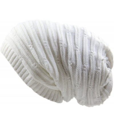 Skullies & Beanies Rasta Stretch Long Beanie Hats - White - CL18DNKASHI $13.44