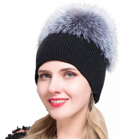 Skullies & Beanies Winter Women's Warm hat Fox Fur Straw hat Knitted Wool ski hat MS - H+y - C418ME09XYW $21.56