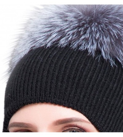 Skullies & Beanies Winter Women's Warm hat Fox Fur Straw hat Knitted Wool ski hat MS - H+y - C418ME09XYW $21.56