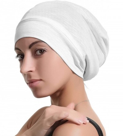 Skullies & Beanies Satin Silk Lined Sleep Cap Beanie Slap Hat - Gifts for Women - White - C418KGXAE33 $11.11