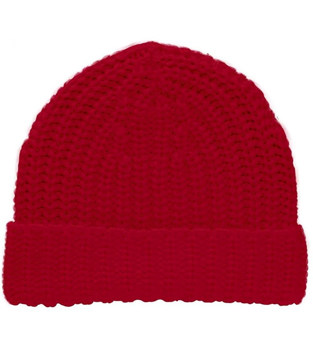 Skullies & Beanies Knitted Cuffed Beanie - Red - CA184S4M3E3 $10.42