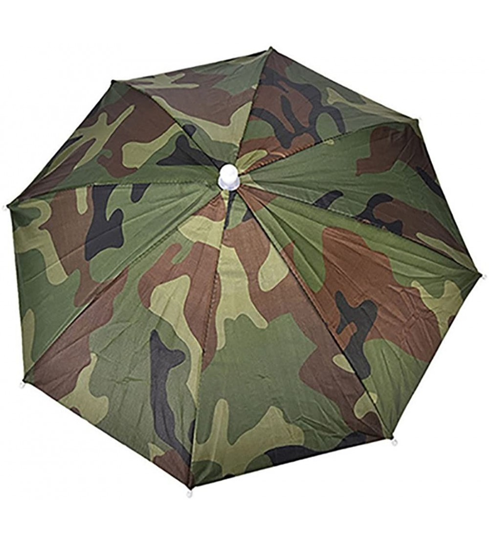 Rain Hats Adjustable Headband Sun Rain Outdoor Sport Foldable Fishing Umbrella Hat Cap - Army Green - CG18530ANUU $9.85