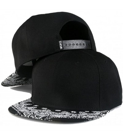 Baseball Caps Unisex Flat Bill Hip Hop Hat Snapback Baseball Cap - Black 21 - CK12LUW517Z $10.02