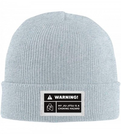 Skullies & Beanies Unisex Warning Choking Label BJJ Stretch Skull Cap Casual Warm Winter Hats - Gray - CW18I9I7E9G $19.28