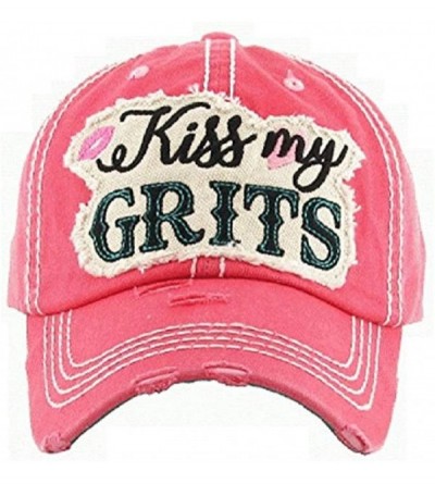 Baseball Caps Adjustable Southern Ladies Womens Kiss My Grits Cap Hat (Pink) - CI18DW495U3 $20.21