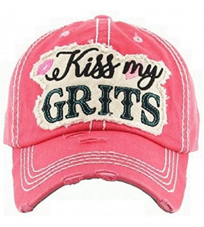 Baseball Caps Adjustable Southern Ladies Womens Kiss My Grits Cap Hat (Pink) - CI18DW495U3 $20.21