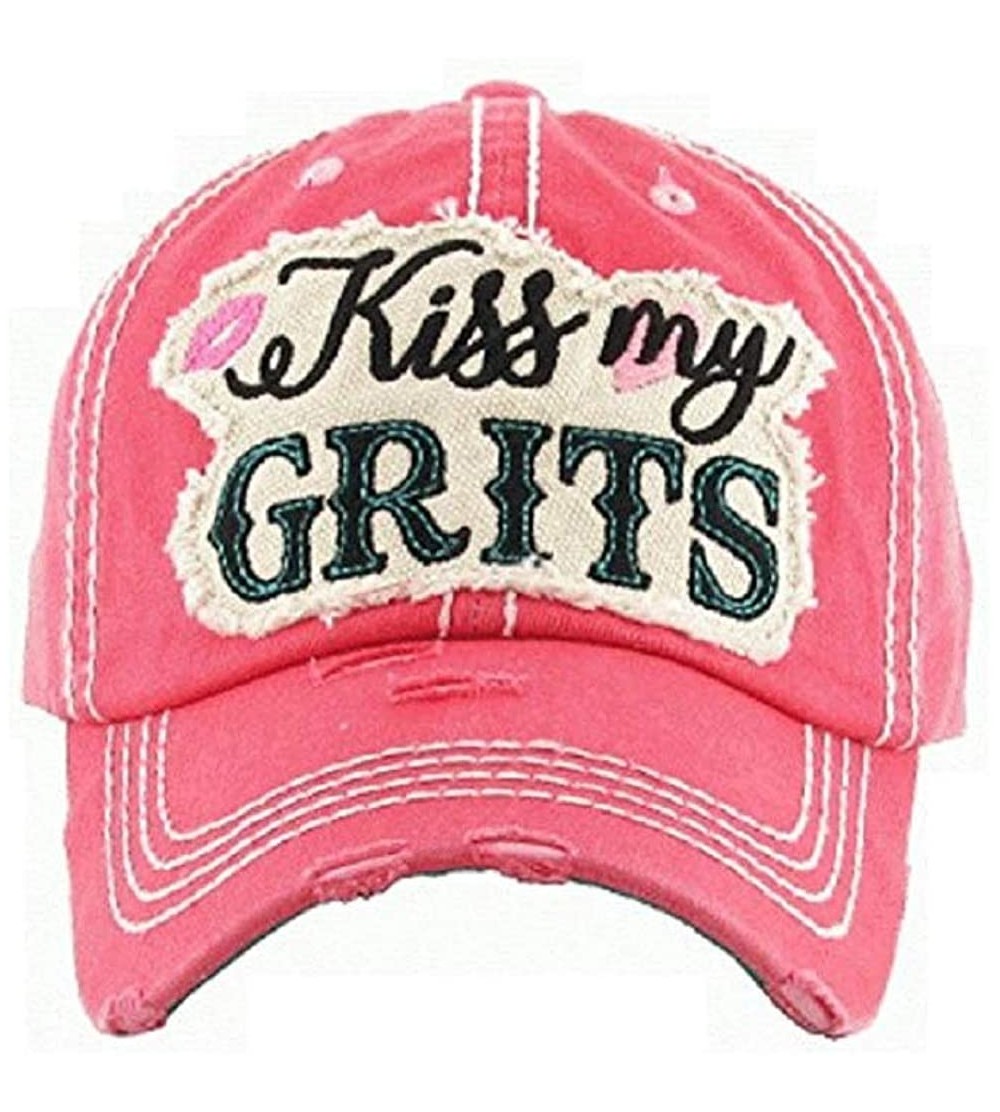 Baseball Caps Adjustable Southern Ladies Womens Kiss My Grits Cap Hat (Pink) - CI18DW495U3 $20.21