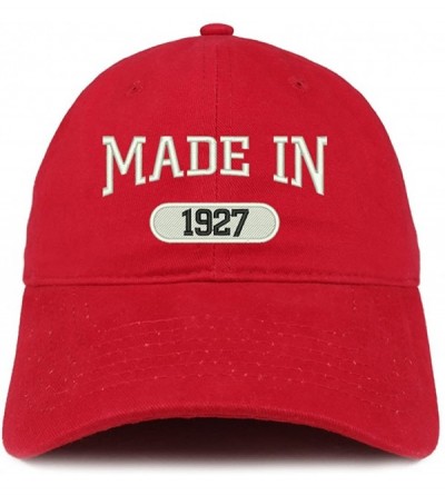 Baseball Caps Made in 1927 Embroidered 93rd Birthday Brushed Cotton Cap - Red - C218C9HNC4R $14.56