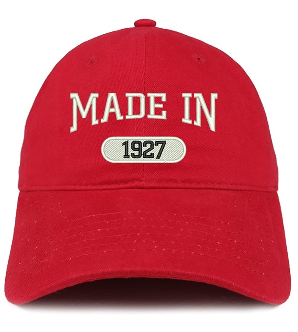 Baseball Caps Made in 1927 Embroidered 93rd Birthday Brushed Cotton Cap - Red - C218C9HNC4R $14.56