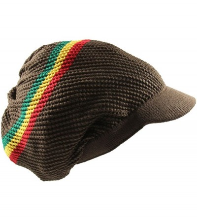 Skullies & Beanies 100% Cotton Mesh Rasta Light Weight Slouchy Beanie Visor - Brown/Rasta - C71827L42RH $19.04