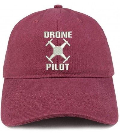 Baseball Caps Drone Operator Pilot Embroidered Soft Crown 100% Brushed Cotton Cap - Maroon - CH18S36GDDE $17.77