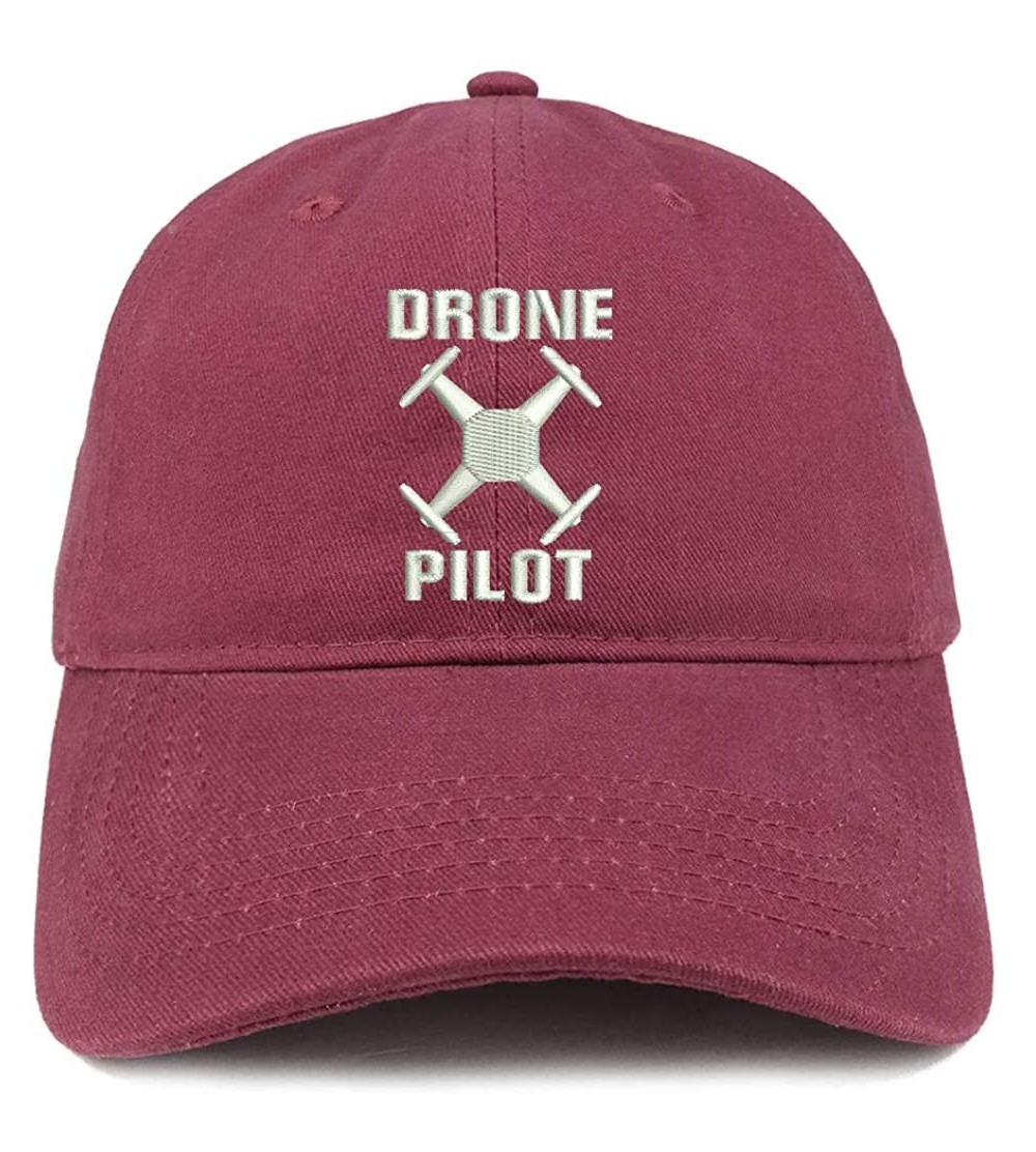 Baseball Caps Drone Operator Pilot Embroidered Soft Crown 100% Brushed Cotton Cap - Maroon - CH18S36GDDE $17.77