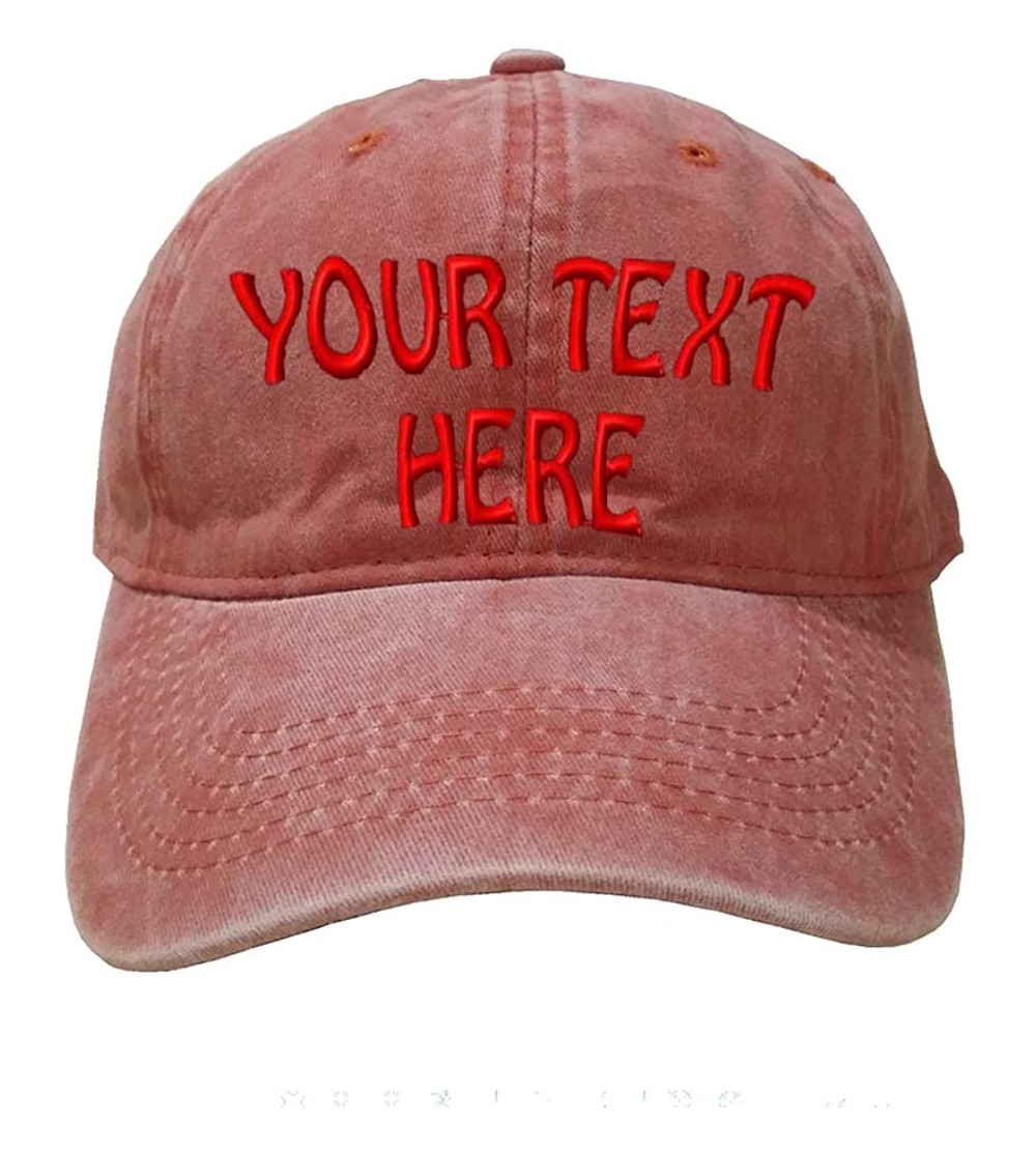 Baseball Caps Custom Denim Hat Embroidered Men Women Personalized Text Name Baseball Cap - Coral - C018GAZN35C $17.56