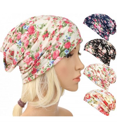 Skullies & Beanies Print Flower Cap Cancer Hats Beanie Stretch Casual Turbans for Women - Light Green - CQ18GNXG2EA $9.23