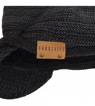 Skullies & Beanies Men Stripe Knit Visor Beanie Hat for Winter - B319-dark Grey - C5186GUH5XU $10.04